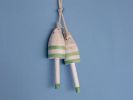 Set of 2 - Wooden Vintage Light Green Decorative Maine Lobster Trap Buoy 7"