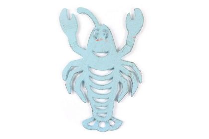 Rustic Light Blue Cast Iron Lobster Trivet 11""