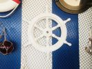 Classic Wooden Whitewashed Decorative Ship Steering Wheel 18""