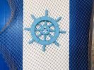 Light Blue Decorative Ship Wheel with Anchor 12""
