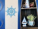 Light Blue Decorative Ship Wheel with Anchor 12""