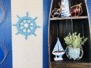 Light Blue Decorative Ship Wheel with Seashell 12""