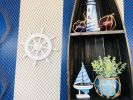 White Decorative Ship Wheel With Anchor 12""