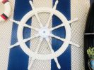 Deluxe Class White Wood and Chrome Ship Decorative Steering Wheel 36""