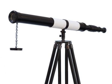 Admirals Floor Standing Oil Rubbed Bronze-White Leather with Black Stand Telescope 60""