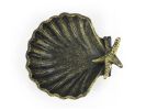 Antique Gold Cast Iron Shell With Starfish Decorative Bowl 6""