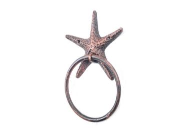 Rustic Copper Cast Iron Starfish Towel Holder 8.5"