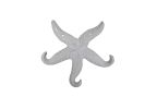 Rustic Whitewashed Cast Iron Wall Mounted Decorative Metal Starfish Triple Hook 8""