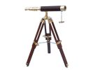 Floor Standing Brass/Leather Harbor Master Telescope 30"" - Leather