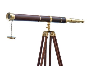 Admirals Floor Standing Brass with Wood Telescope 60""