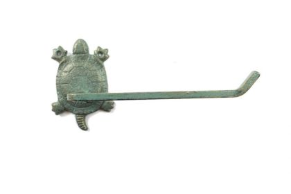Antique Seaworn Bronze Cast Iron Decorative Turtle Toilet Paper Holder 10"