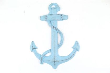 Rustic Light Blue Cast Iron Anchor 17""
