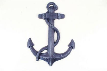 Rustic Dark Blue Cast Iron Anchor 17""