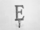 Rustic Silver Cast Iron Letter E Alphabet Wall Hook 6""