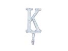 Whitewashed Cast Iron Letter K Alphabet Wall Hook 6""