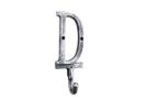 Rustic Silver Cast Iron Letter D Alphabet Wall Hook 6""
