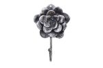 Rustic Silver Cast Iron Decorative Rose Hook 7""
