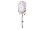 Whitewashed Cast Iron Decorative Owl Hook 6""