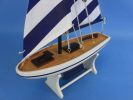 Wooden Decorative Sailboat Model with Blue Stripes 12""