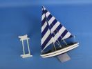 Wooden Decorative Sailboat Model with Blue Stripes 12""