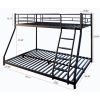 Black Twin over Full Metal Bunk Bed with Comfortable Rungs; Easy to assemble