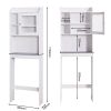 Modern Over The Toilet Space Saver Organization Wood Storage Cabinet for Home; Bathroom -White