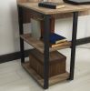 Furnish Home Store Rasse Black Metal Frame 58" Wooden Top 2 Shelves Writing and Computer Desk for Home Office; Oak