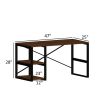 Furnish Home Store Sage Black Metal Frame 47" Wooden Top 2 Shelves Writing and Computer Desk for Home Office; Black
