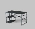 Furnish Home Store Sage Black Metal Frame 47" Wooden Top 2 Shelves Writing and Computer Desk for Home Office; Black
