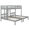 Twin over Twin & Twin Bunk Bed with Built-in Middle Drawer