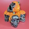 4PCS Halloween Outdoor Yard Decorations Evil Pumpkin Resin Skull Skull Outdoor Garden Decorations