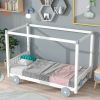 Twin Size Canopy Car-Shaped Platform Bed,Natural+Brown(Expected Arrival Time:7.25)
