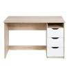 43.3'Wood Corner Writing Table with Shelf 3 Drawers Storage;  Oak & White