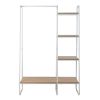 Clothes Rack with 5 Wood Shelf, Freestanding Clothing Rack, Garment Rack, Standing Metal Sturdy Clothing Rack, White