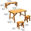 Wood Outdoor Picnic Table with Three Benches, Amber