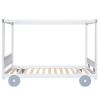 Twin Size Canopy Car-Shaped Platform Bed,Natural+Brown(Expected Arrival Time:7.25)