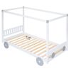 Twin Size Canopy Car-Shaped Platform Bed,Natural+Brown(Expected Arrival Time:7.25)