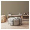 Indoor BANDELIER BlueTaupeCamel Tan Round Zipper Pouf - Cover Only 24in dia x