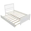 Twin size Platform Bed with Trundle; White