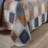 Qucover Quilts King Size 3-Piece Reversible Grey Brown Patchwork Quilt Bedspread with Shams; Soft Microfiber Coverlets Quilt Bedding Sets; 98x106 Inch