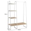 Clothes Rack with 5 Wood Shelf, Freestanding Clothing Rack, Garment Rack, Standing Metal Sturdy Clothing Rack, White
