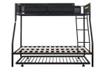 Twin over Full Metal Bunk Bed with Trundle (Wood Slat and Textilene Guardrail)