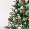 Artificial Christmas Tree Flocked Pine Needle with Cones Red Berries 7.5 ft