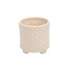 S/2 CERAMIC 6/8" FOOTED PLANTERS W/ DOTS, WHITE