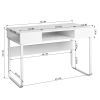 43.3" Rectangular Computer Desk / Writing Desk with Open Storage; White