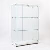 Two-door Glass Display Cabinet 3 Shelves with Door; Floor Standing Curio Bookshelf for Living Room Bedroom Office; 49.49' x 31.77'x 14.37'; White