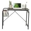 31.5" Computer Desk/ Home office desk With Wire Storage Basket - walnut &amp; black