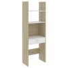 Book Cabinet White and Sonoma Oak 23.6"x13.8"x70.9" Engineered Wood