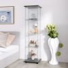 Glass Cabinet-b Glass Display Cabinet 4 Shelves with Door, Floor Standing Curio Bookshelf for Living Room Bedroom Office, 64.7"*16.7"*14.3", Black