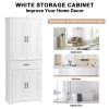 Bathroom Storage Cabinet with Doors and Drawer, Multiple Storage Space, Adjustable Shelf, White